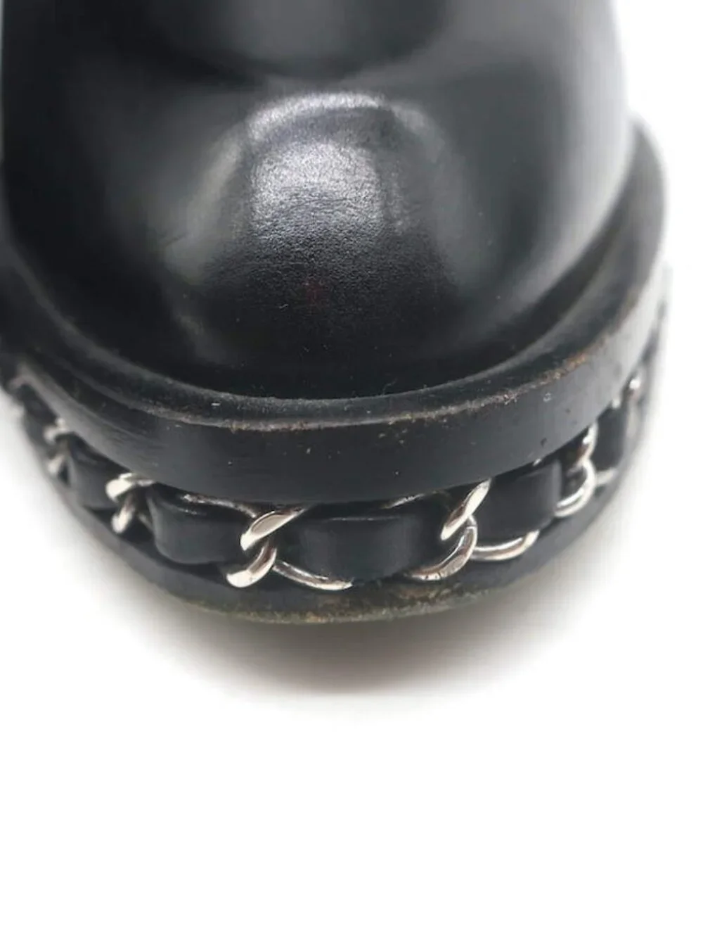 Chanel Chain-Trimmed High Heel Chelsea Boots Black Leather Size 39 - Picture 8 of 16